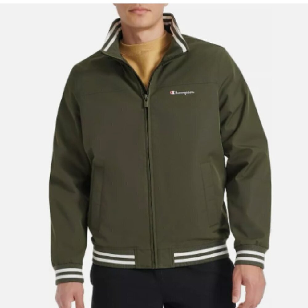 NEW Champion Men's L Rain Windbreaker Jacket Mesh Lining Full-Zip Outerwear